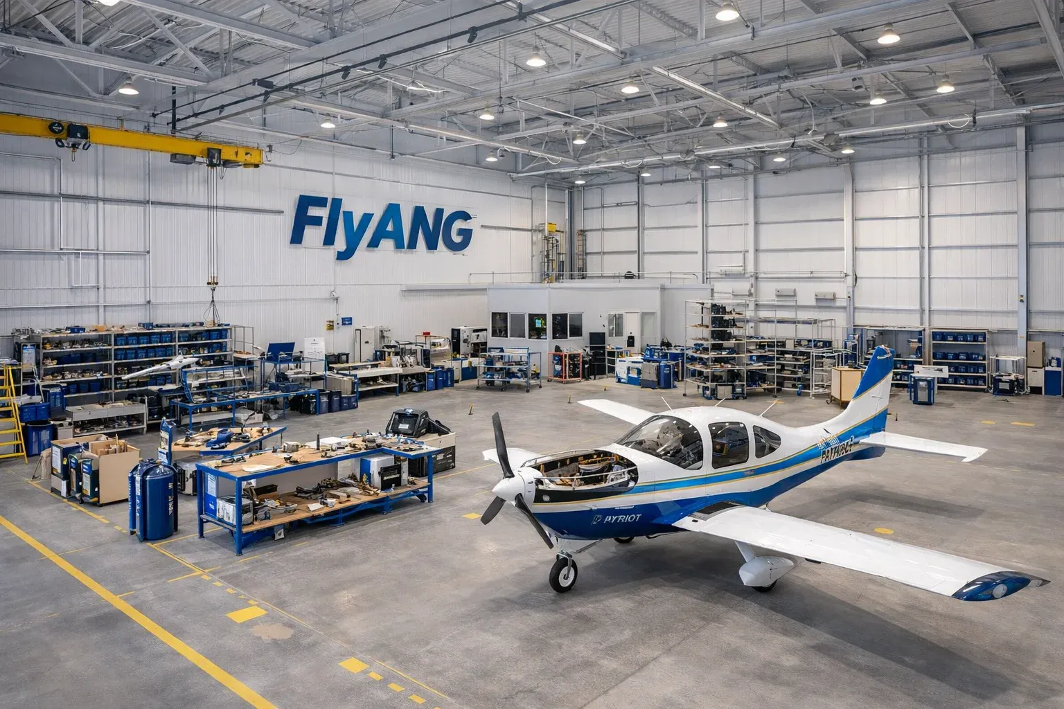 Inside the FlyANG hangar